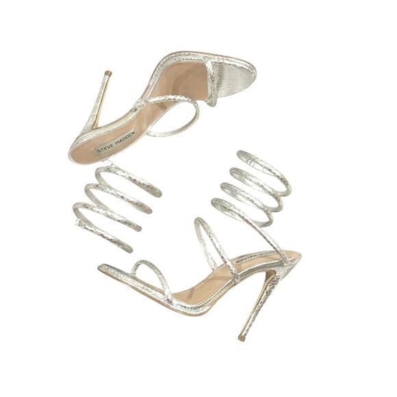 Steve Madden EXOTICA Strappy Sandal Silver Size 6 NWOT - Picture 6 of 9